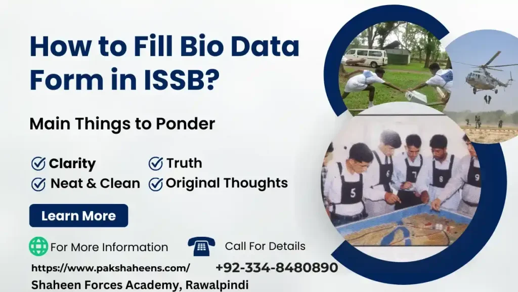 ISSB Bio Data Form filling method