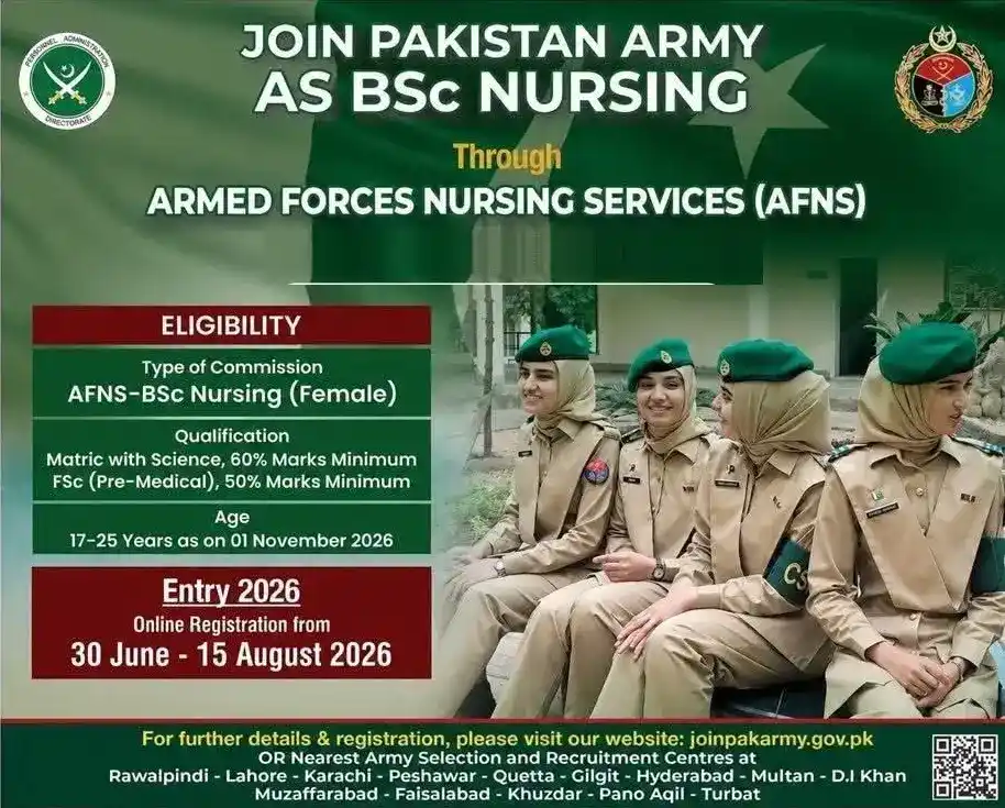 Join Pak Army through AFNS | Apply Online 13 afns jobs in pak army 2026