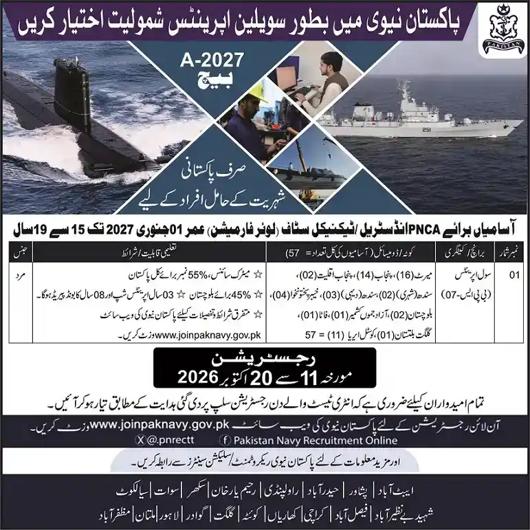 Join Pak Navy Civilians Jobs | Apply Online 8 pak navy civil apprentice job